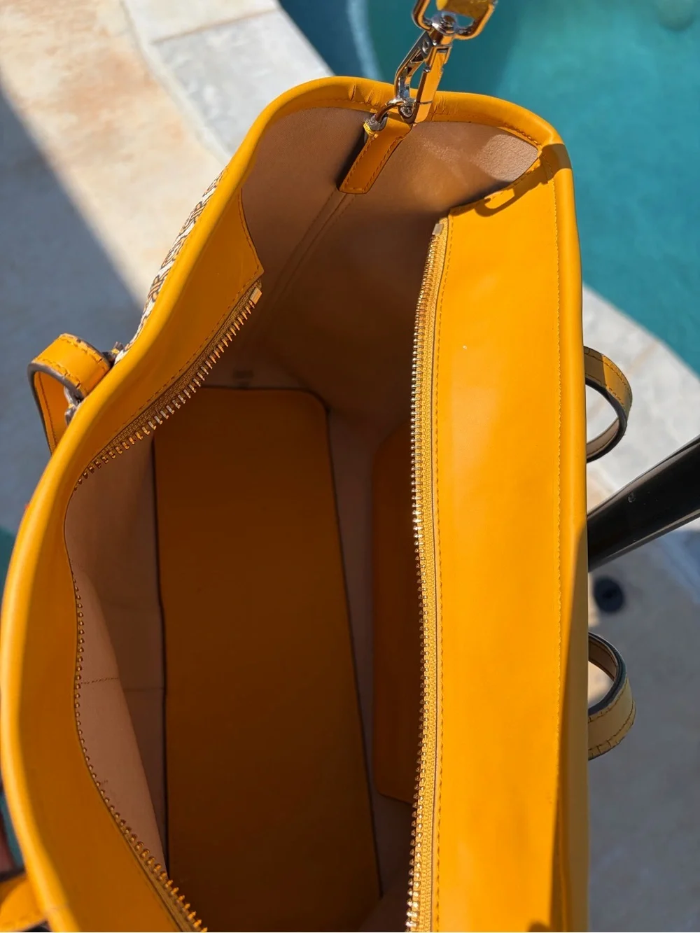 Tory Burch Yellow Chain-Link Print Tote